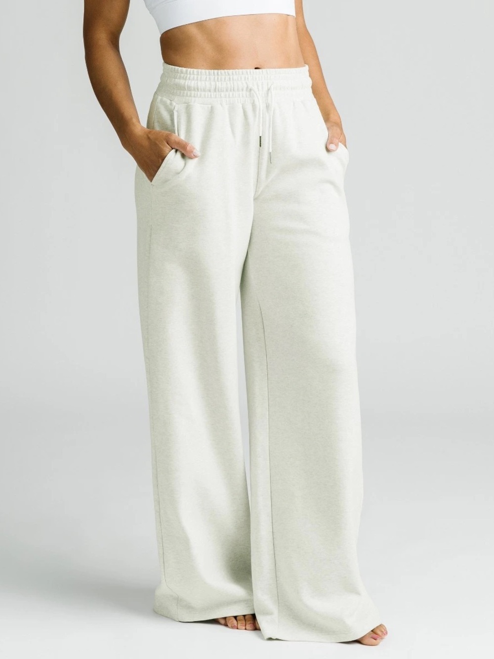 ZYIA Wide-Leg Drawstring Lounge Pants in Grey